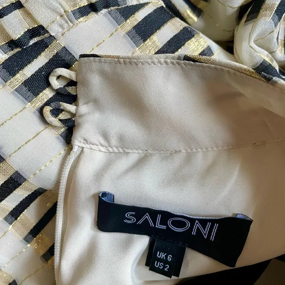 $1023 New Saloni ISABEL B TIERED FIL COUPÉ SILK-BLEND GEORGETTE MAXI DRESS - Picture 10 of 11